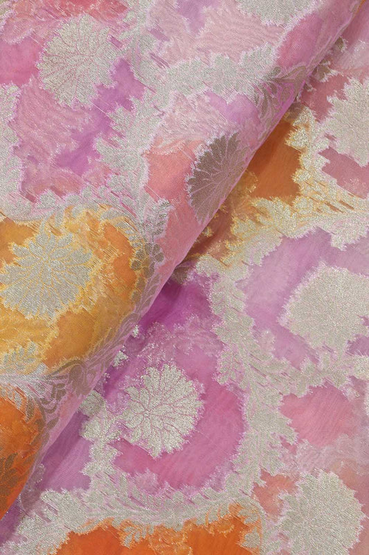 Vibrant Multicolor Banarasi Organza Fabric - 1 Mtr Length - Luxurion World