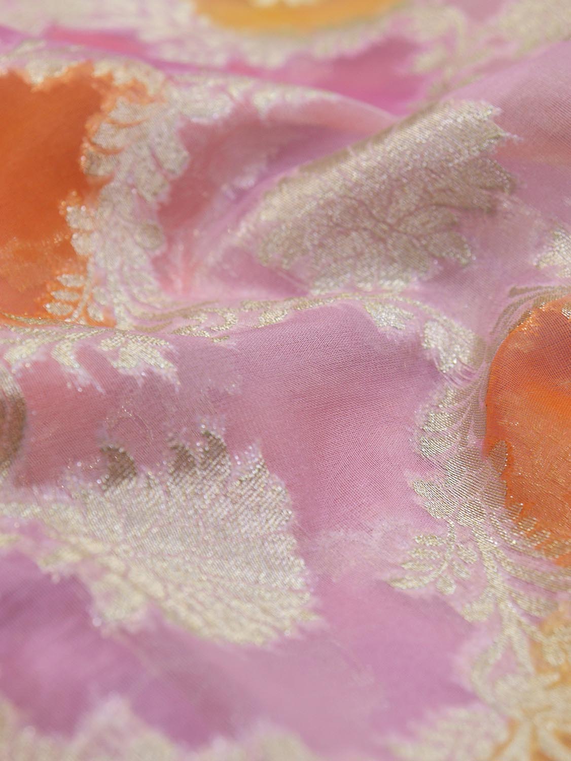 Vibrant Multicolor Banarasi Organza Fabric - 1 Mtr Length - Luxurion World