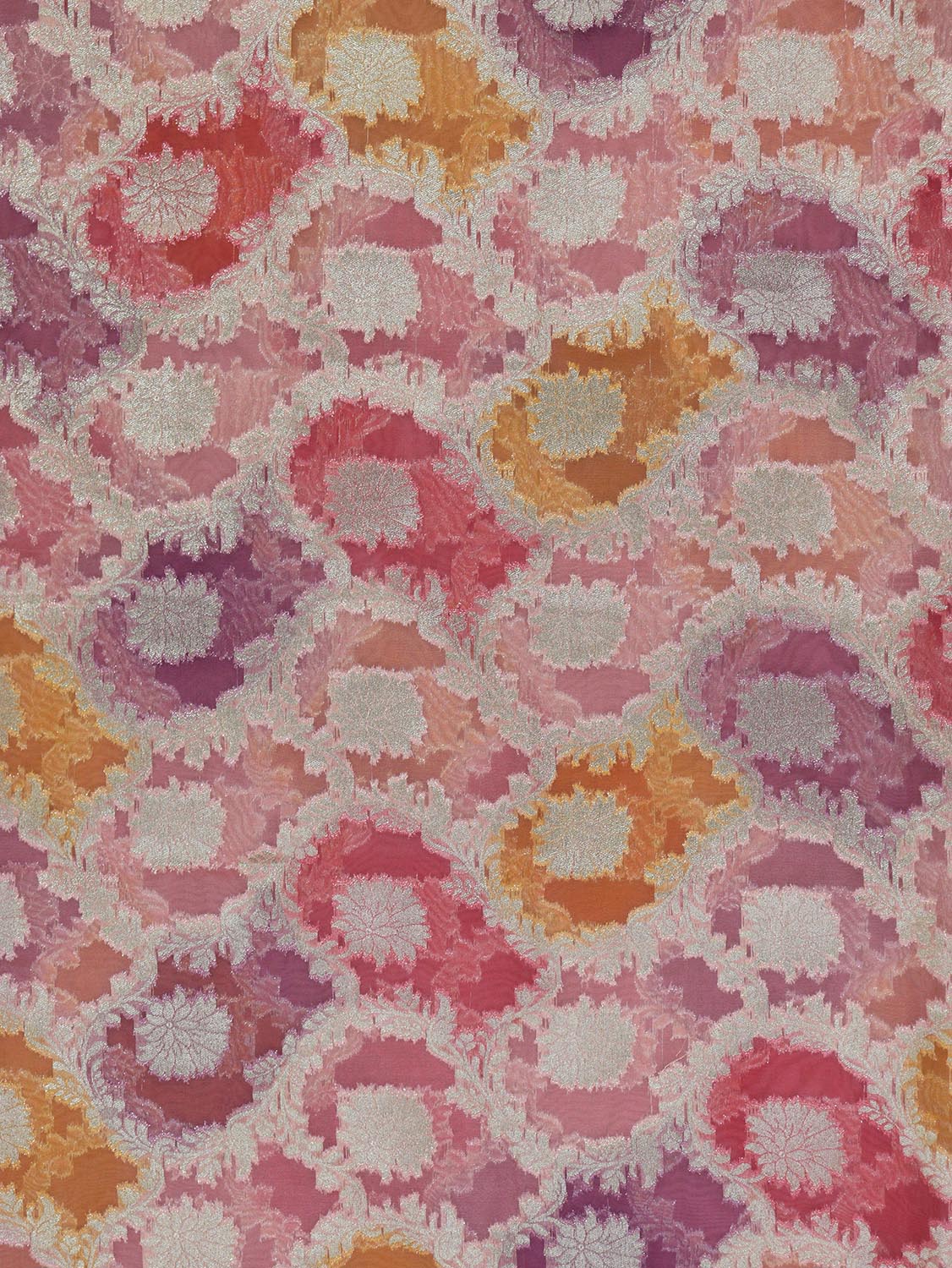 Stunning Multicolor Banarasi Organza Fabric - 1 Mtr Length - Luxurion World