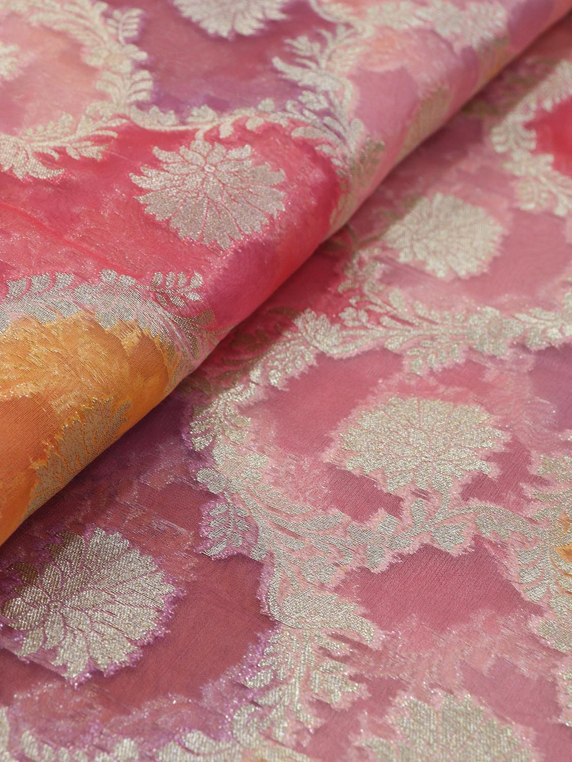 Stunning Multicolor Banarasi Organza Fabric - 1 Mtr Length - Luxurion World
