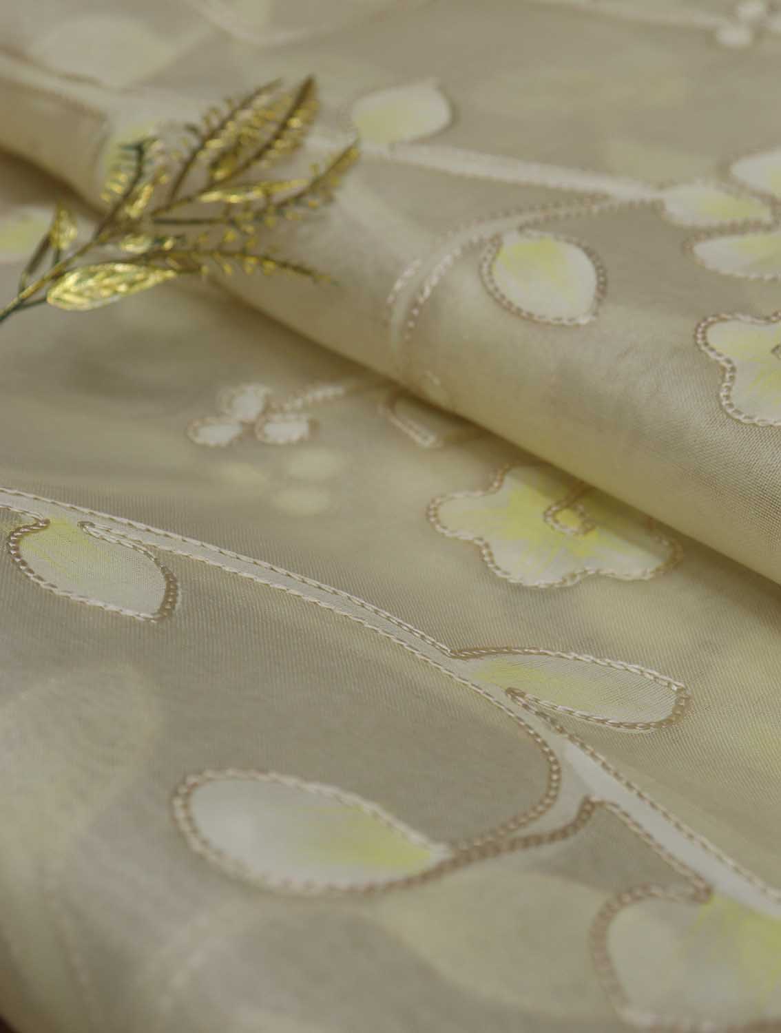 Pastel Banarasi Kora Silk: Embroidered Brush Dyed Fabric (1.5M) - Luxurion World