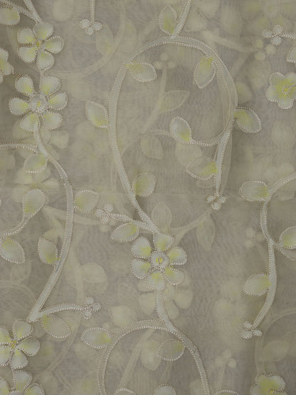 Pastel Banarasi Kora Silk: Embroidered Brush Dyed Fabric (1.5M) - Luxurion World