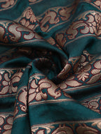 Stunning Blue and Green Peacock Banarasi Silk Fabric - 0.5 Mtr - Luxurion World