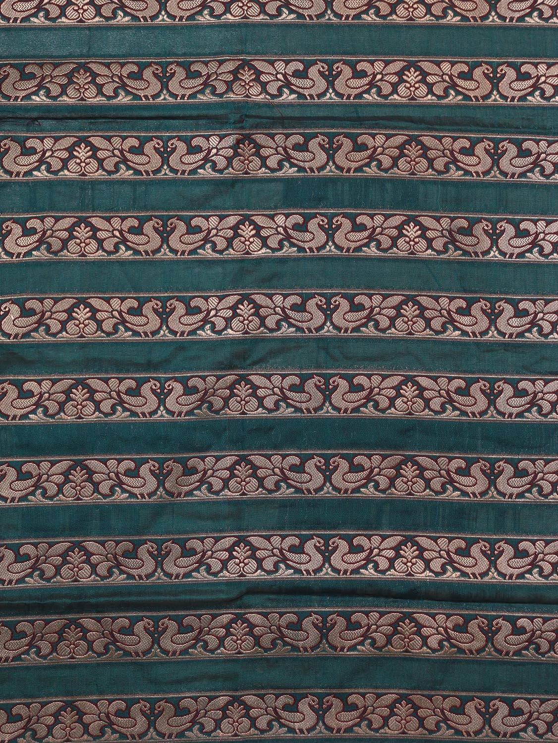Stunning Blue and Green Peacock Banarasi Silk Fabric - 0.5 Mtr - Luxurion World