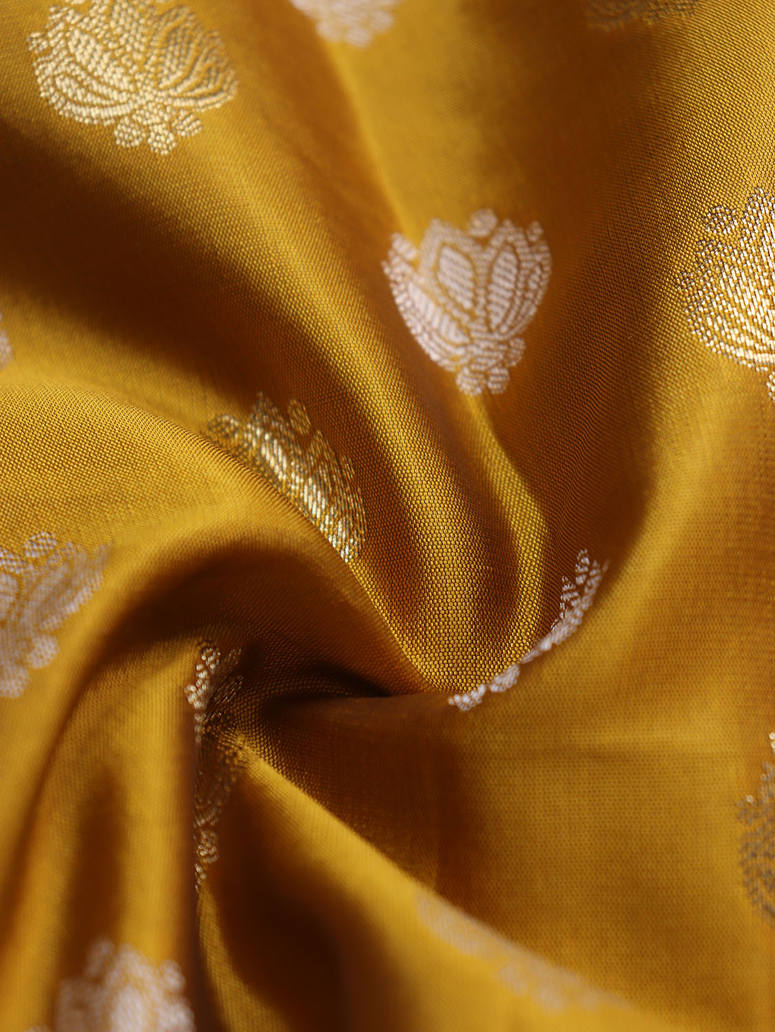 Stunning Mustard Banarasi Silk Fabric with Booti Design (2.5 Mtr) - Luxurion World