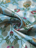 Exquisite Blue Banarasi Kimkhwab Silk Meenakari Fabric - 1 Mtr - Luxurion World