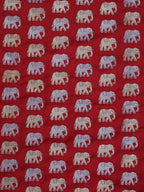 Red Banarasi Silk Elephant Design Sona Roopa Fabric ( 1 Mtr ) - Luxurion World