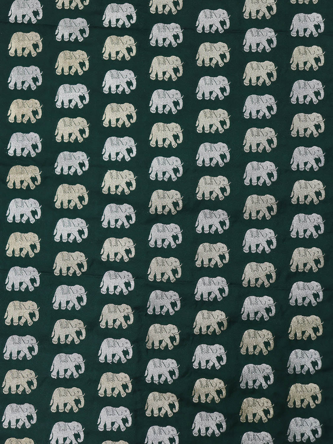 Green Banarasi Silk Elephant Design Sona Roopa Fabric ( 1 Mtr ) - Luxurion World