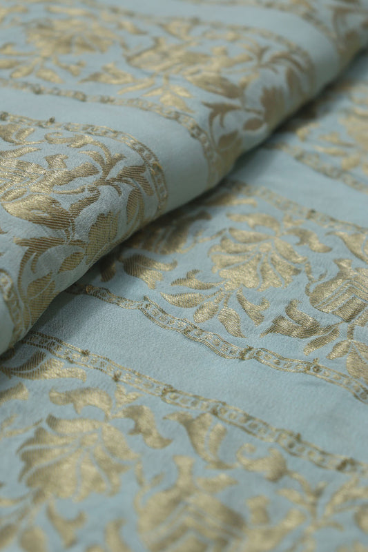 Exquisite Blue Banarasi Georgette Fabric - 1 Mtr Length - Luxurion World