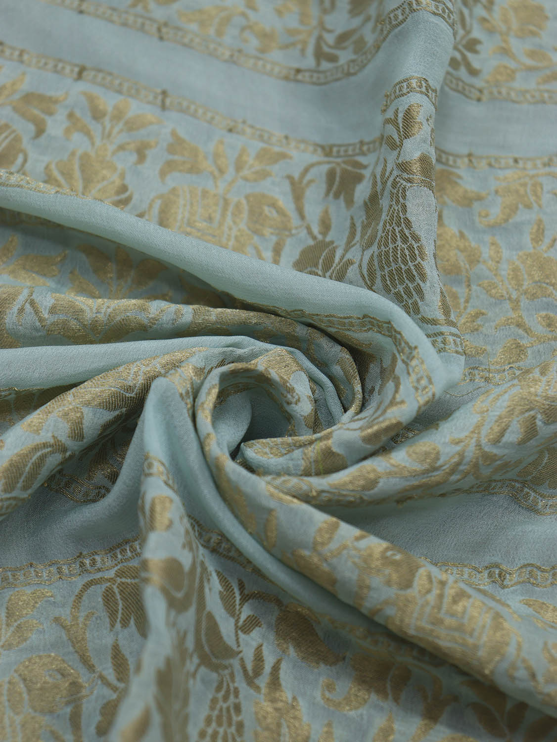 Exquisite Blue Banarasi Georgette Fabric - 1 Mtr Length - Luxurion World