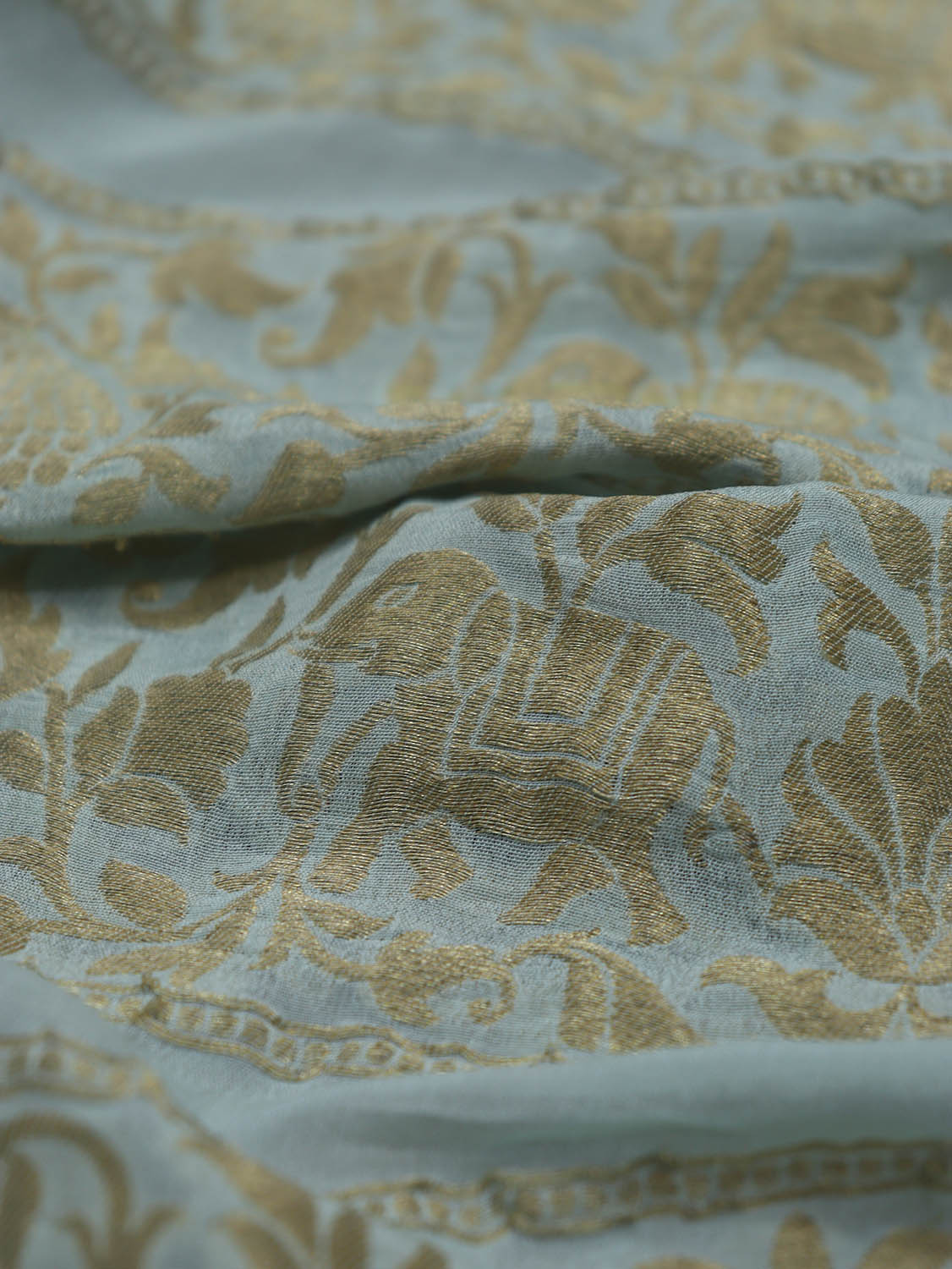 Exquisite Blue Banarasi Georgette Fabric - 1 Mtr Length - Luxurion World