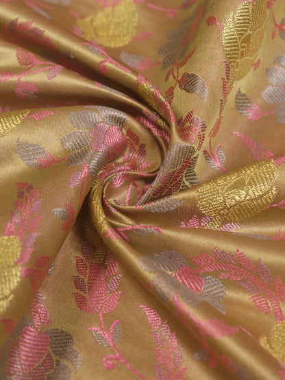 Multicolor Handloom Banarasi Pure Katan Silk Fabric (0.5 Mtr) - Luxurion World