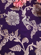 Purple Banarasi Silk Fabric ( 1 Mtr ) - Luxurion World