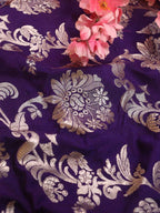 Purple Banarasi Silk Fabric ( 1 Mtr ) - Luxurion World