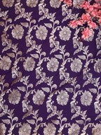 Purple Banarasi Silk Fabric ( 1 Mtr ) - Luxurion World
