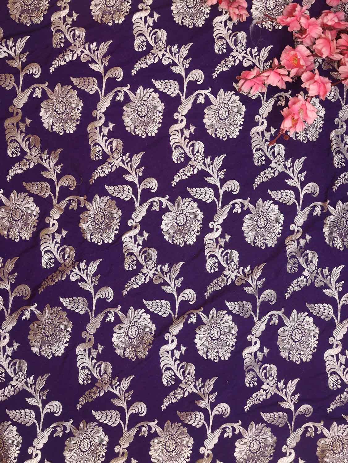 Purple Banarasi Silk Fabric ( 1 Mtr ) - Luxurion World