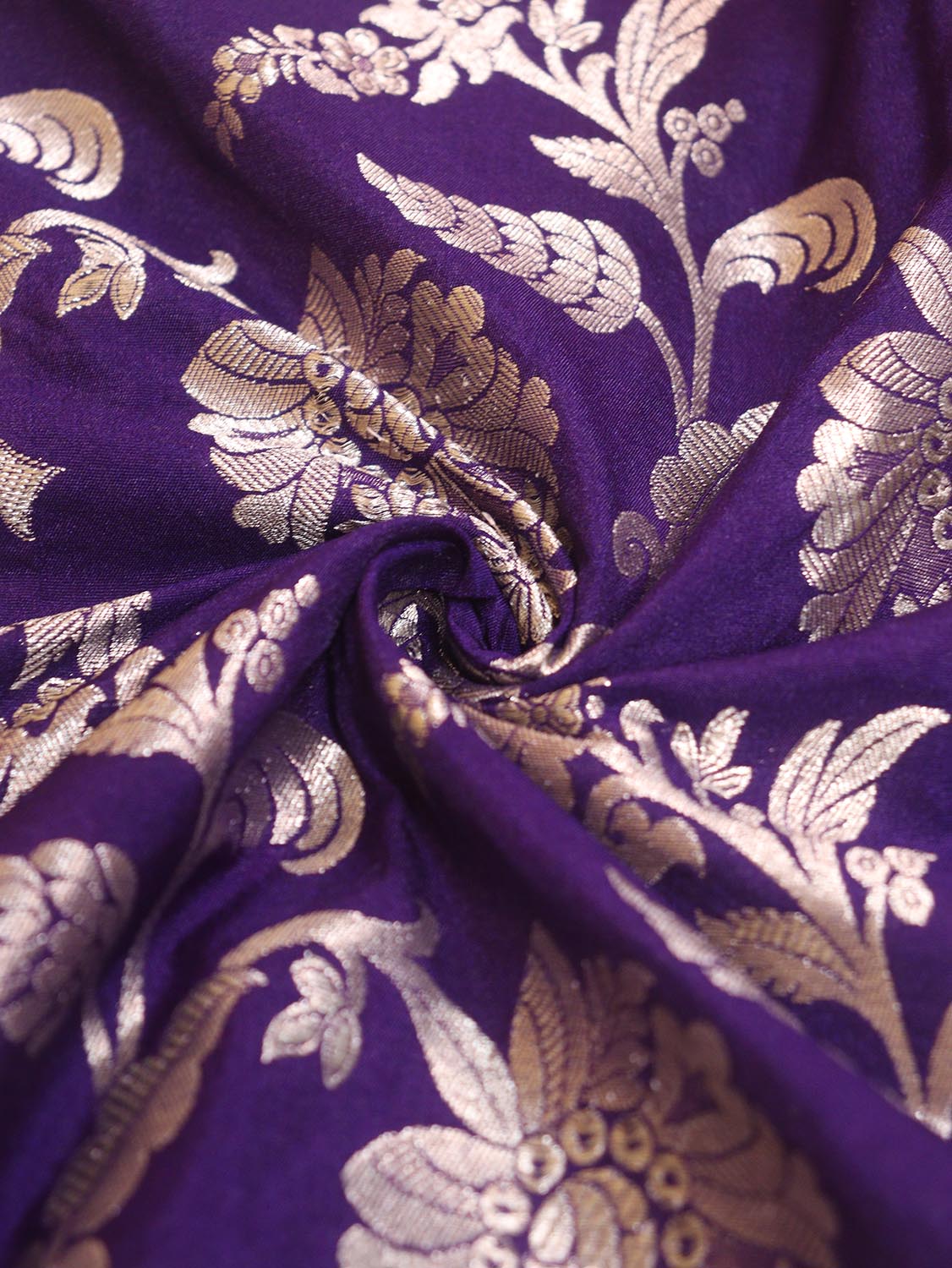 Purple Banarasi Silk Fabric ( 1 Mtr ) - Luxurion World