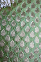 Green Banarasi Silk Fabric: Luxurious and Elegant ( 1 Mtr ) - Luxurion World