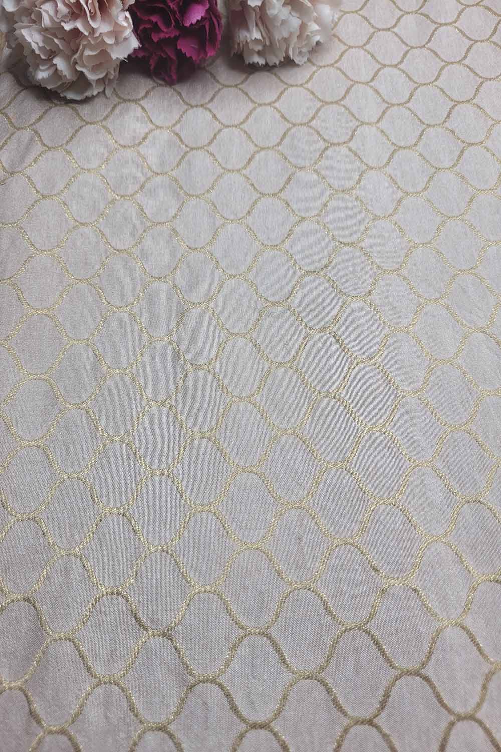 Pastel Pink Banarasi Silk Fabric ( 1 Mtr ) - Luxurion World