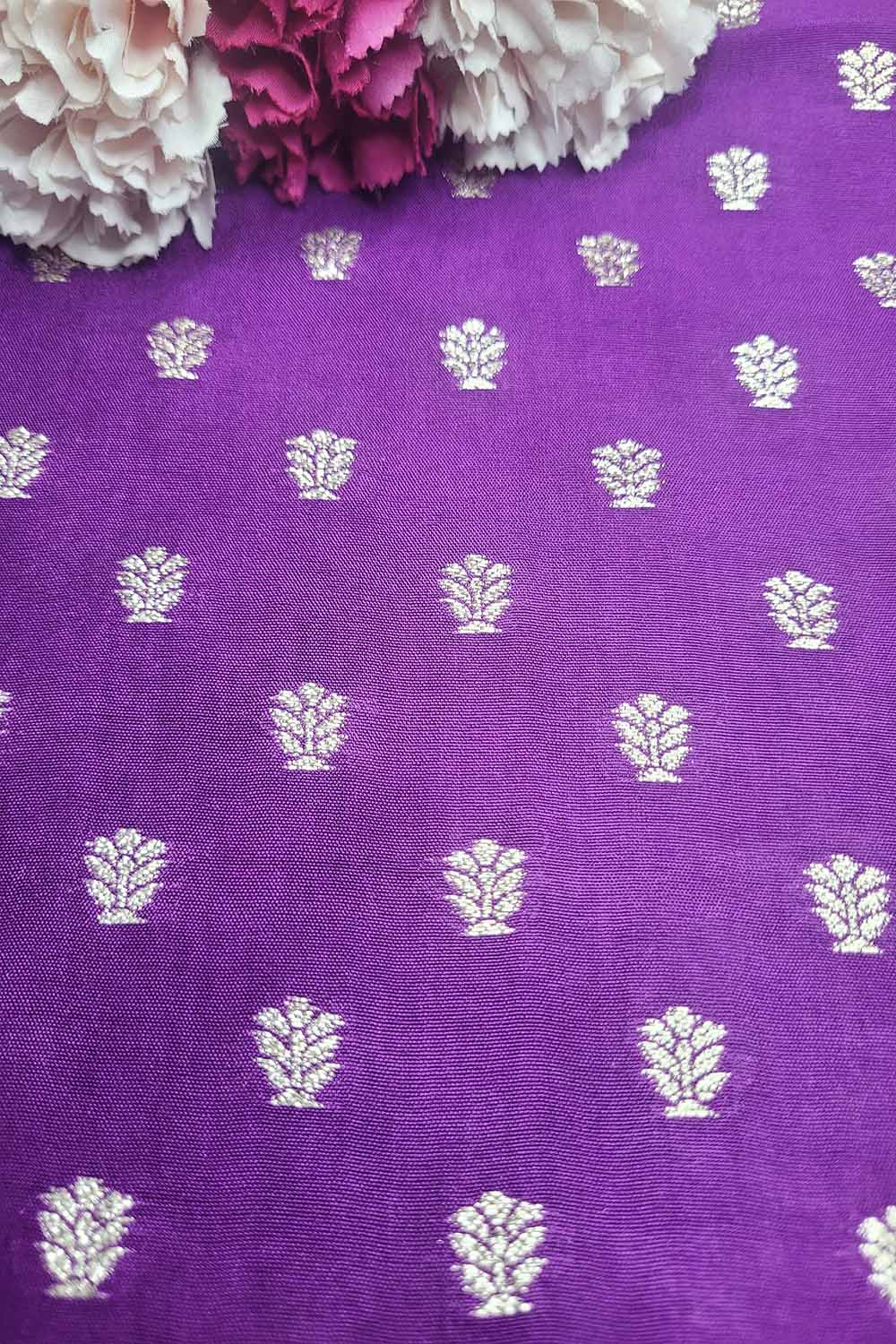 Exquisite Purple Banarasi Booti Design Silk Fabric - Luxurious Elegance ( 2.5 Mtr ) - Luxurion World
