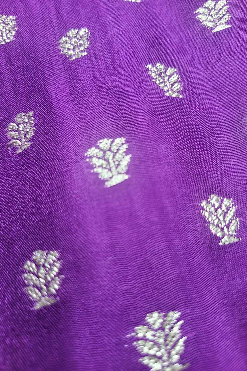 Exquisite Purple Banarasi Booti Design Silk Fabric - Luxurious Elegance ( 2.5 Mtr ) - Luxurion World