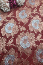 Elegant Maroon Banarasi Silk Sona Roopa Fabric ( 1 Mtr ) - Luxurion World