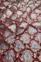 Elegant Maroon Banarasi Silk Sona Roopa Fabric ( 1 Mtr ) - Luxurion World