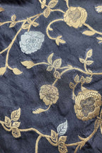 Exquisite Black Banarasi Silk Sona Roopa Fabric ( 1 Mtr ) - Luxurion World