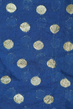 Blue Banarasi Chanderi Silk Polka Dots Fabric ( 1 Mtr ) - Luxurion World