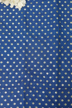 Blue Banarasi Chanderi Silk Polka Dots Fabric ( 1 Mtr ) - Luxurion World