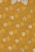 Yellow Banarasi Chanderi Silk Polka Dots Fabric ( 1 Mtr ) - Luxurion World