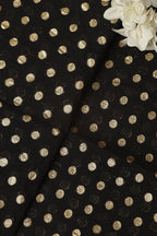Elegant Black Banarasi Chanderi Silk Polka Dots Fabric ( 1 Mtr ) - Luxurion World