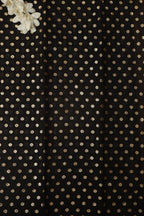 Elegant Black Banarasi Chanderi Silk Polka Dots Fabric ( 1 Mtr ) - Luxurion World
