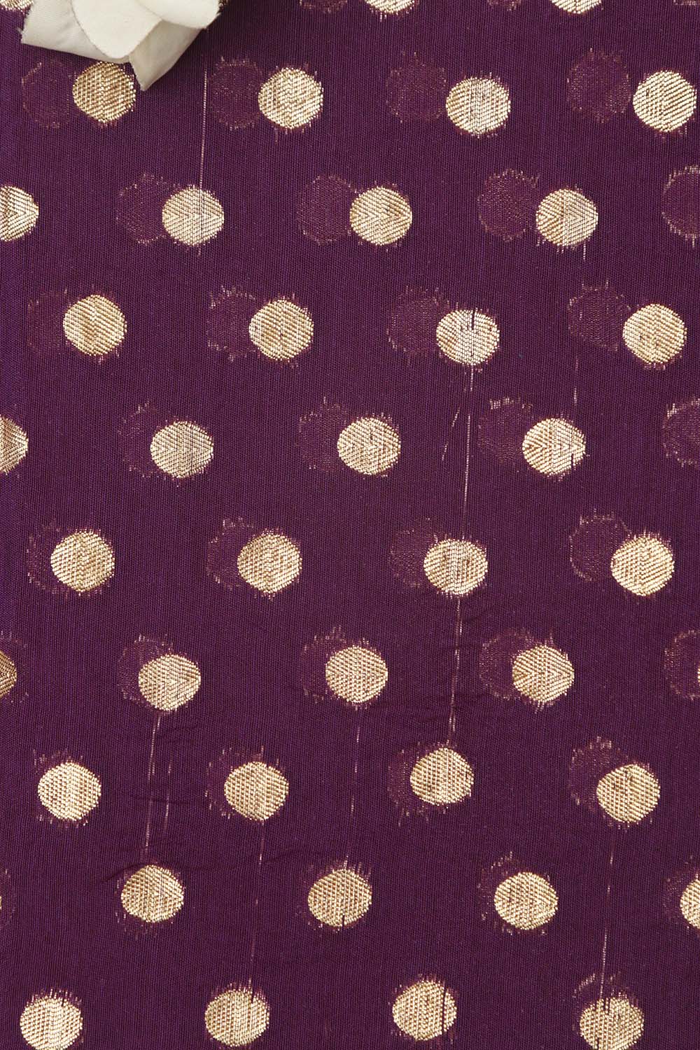 Elegant Purple Banarasi Chanderi Silk Polka Dots Fabric ( 1 Mtr ) - Luxurion World