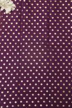 Elegant Purple Banarasi Chanderi Silk Polka Dots Fabric ( 1 Mtr ) - Luxurion World