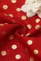 Red Banarasi Chanderi Silk Polka Dots Fabric ( 1 Mtr ) - Luxurion World