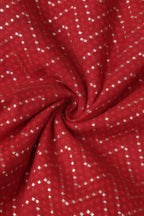 Red Banarasi Cotton Zig Zag Design Fabric ( 1 Mtr ) - Luxurion World