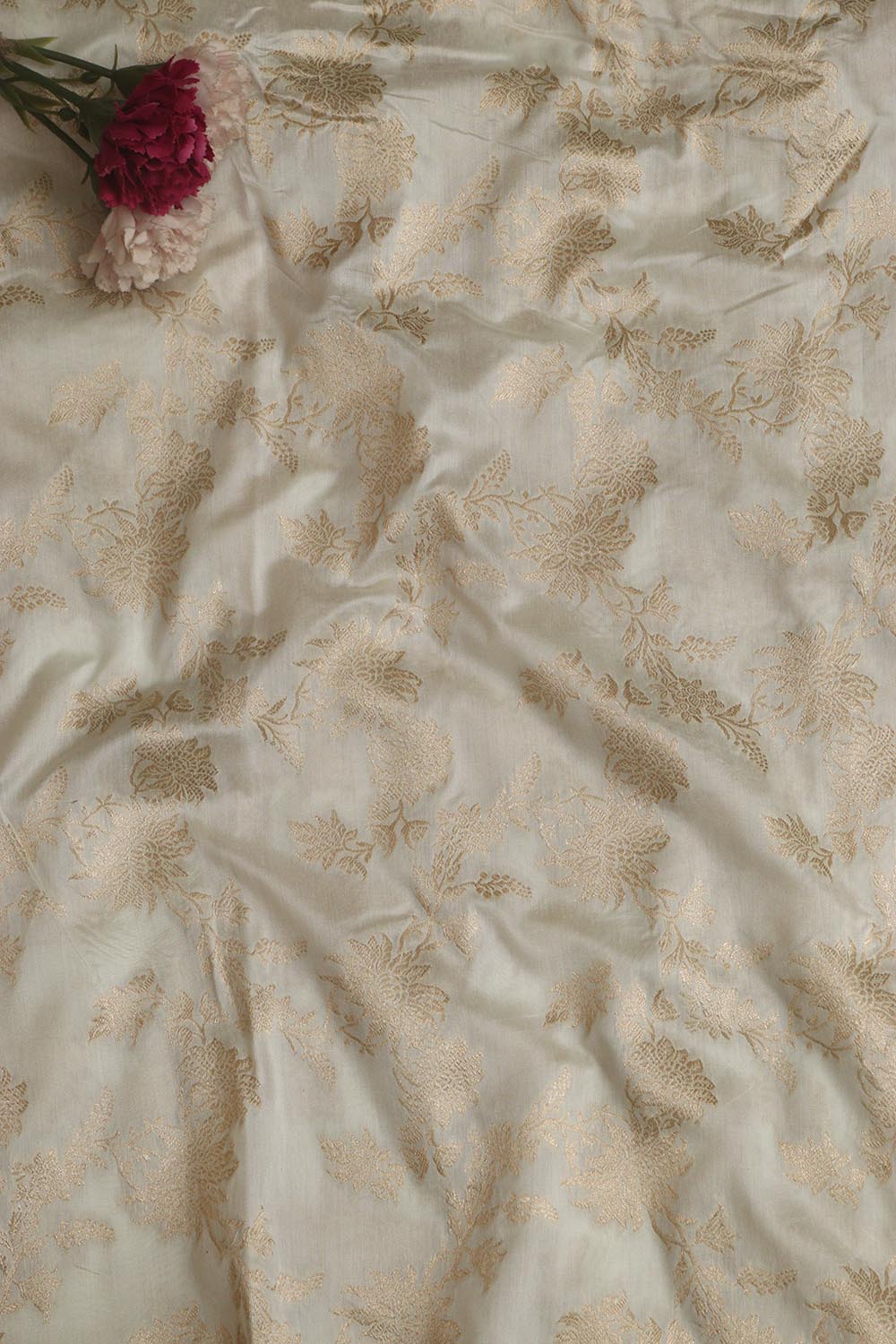 Dyeable Banarasi Handloom Pure Silk Fabric ( 1 Mtr ) - Luxurion World