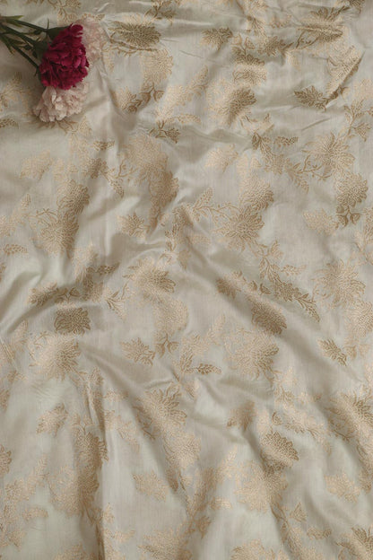 Dyeable Banarasi Handloom Pure Silk Fabric ( 1 Mtr ) - Luxurion World