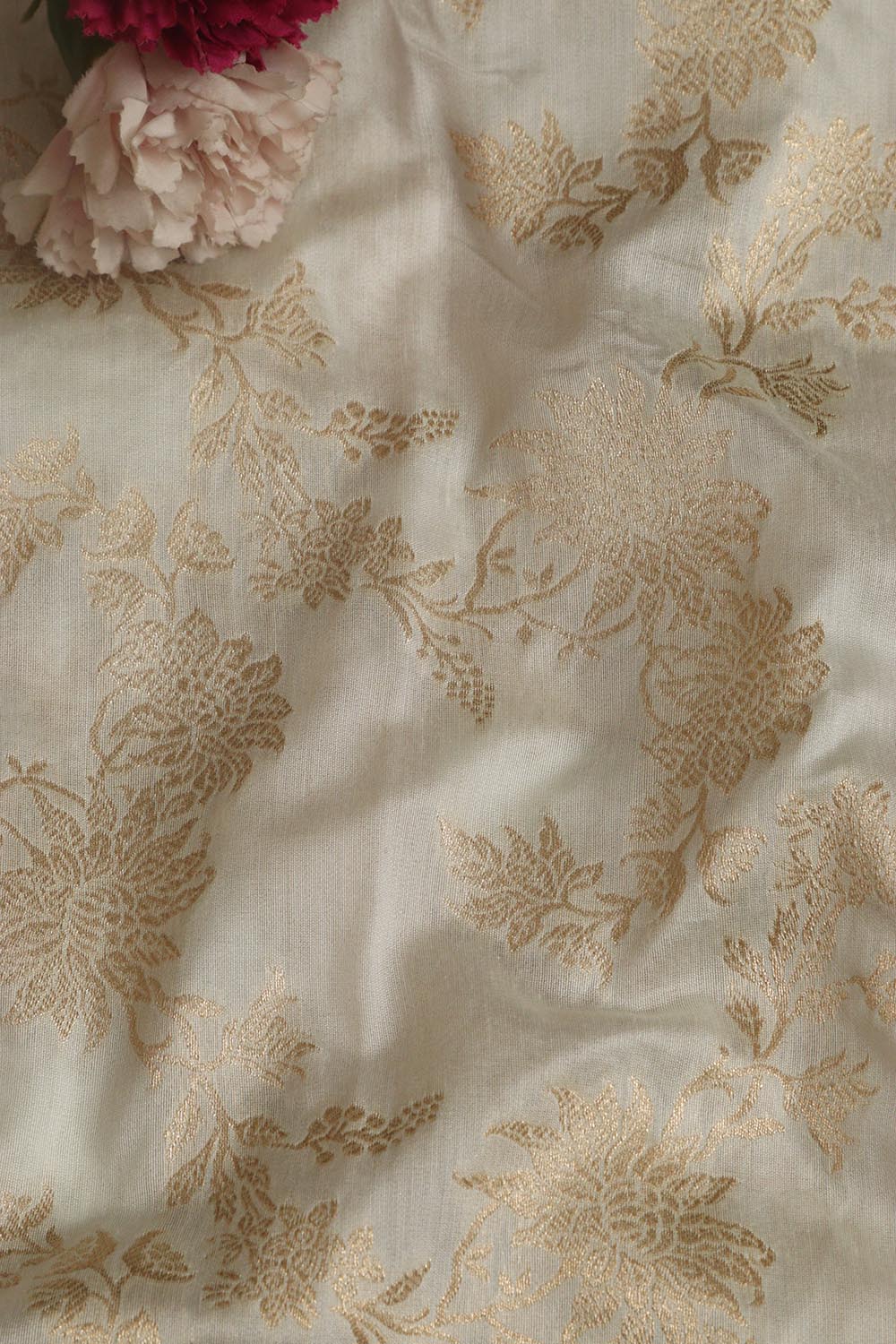 Dyeable Banarasi Handloom Pure Silk Fabric ( 1 Mtr ) - Luxurion World