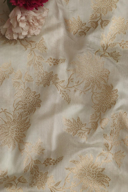 Dyeable Banarasi Handloom Pure Silk Fabric ( 1 Mtr ) - Luxurion World