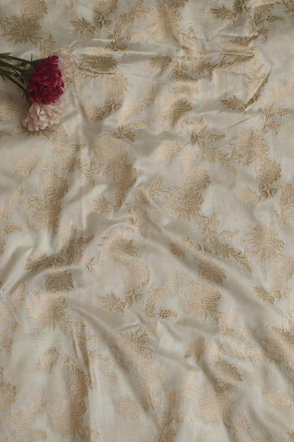 Dyeable Banarasi Handloom Pure Silk Fabric ( 1 Mtr ) - Luxurion World