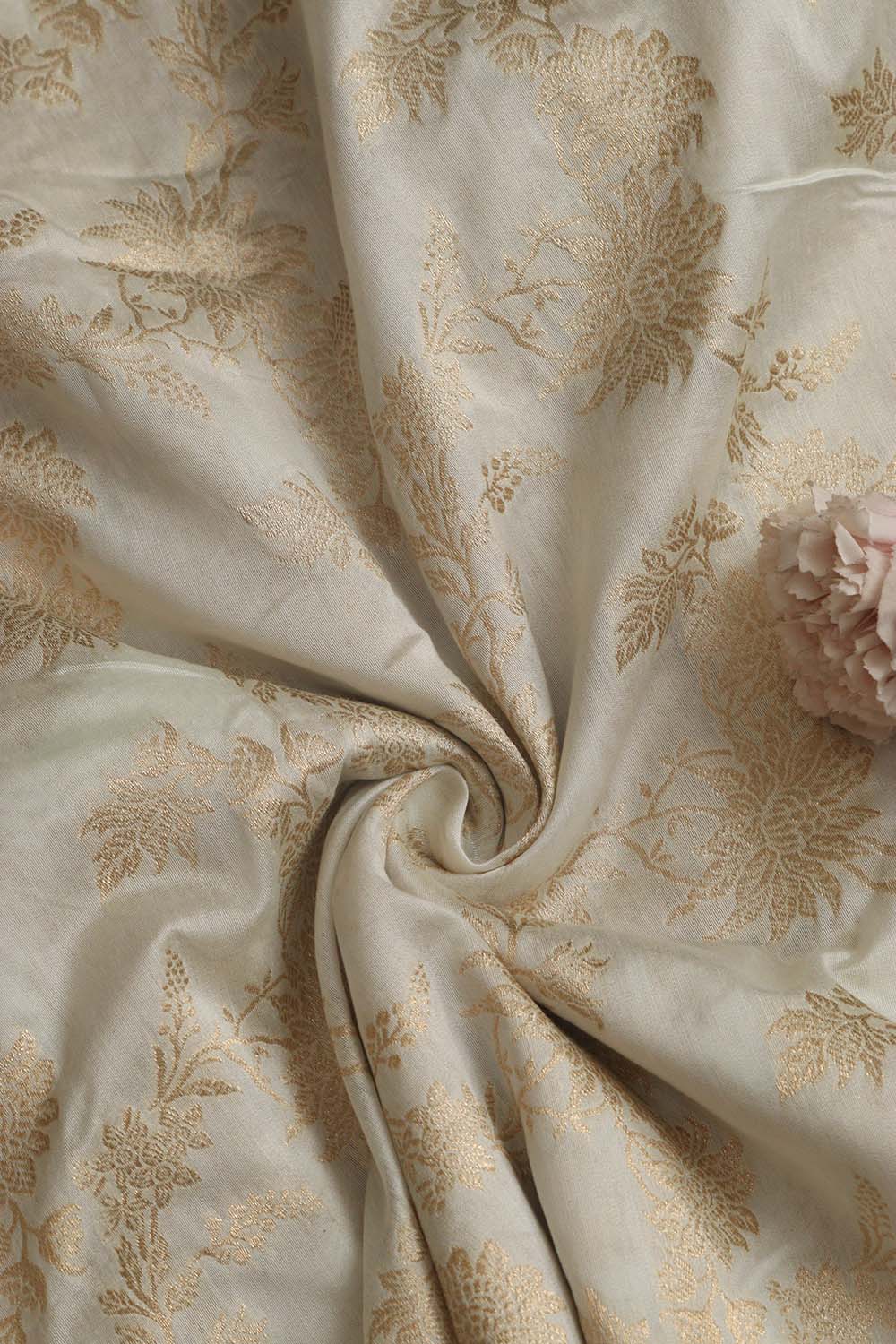 Dyeable Banarasi Handloom Pure Silk Fabric ( 1 Mtr ) - Luxurion World