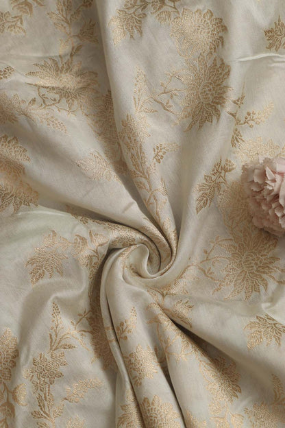 Dyeable Banarasi Handloom Pure Silk Fabric ( 1 Mtr ) - Luxurion World