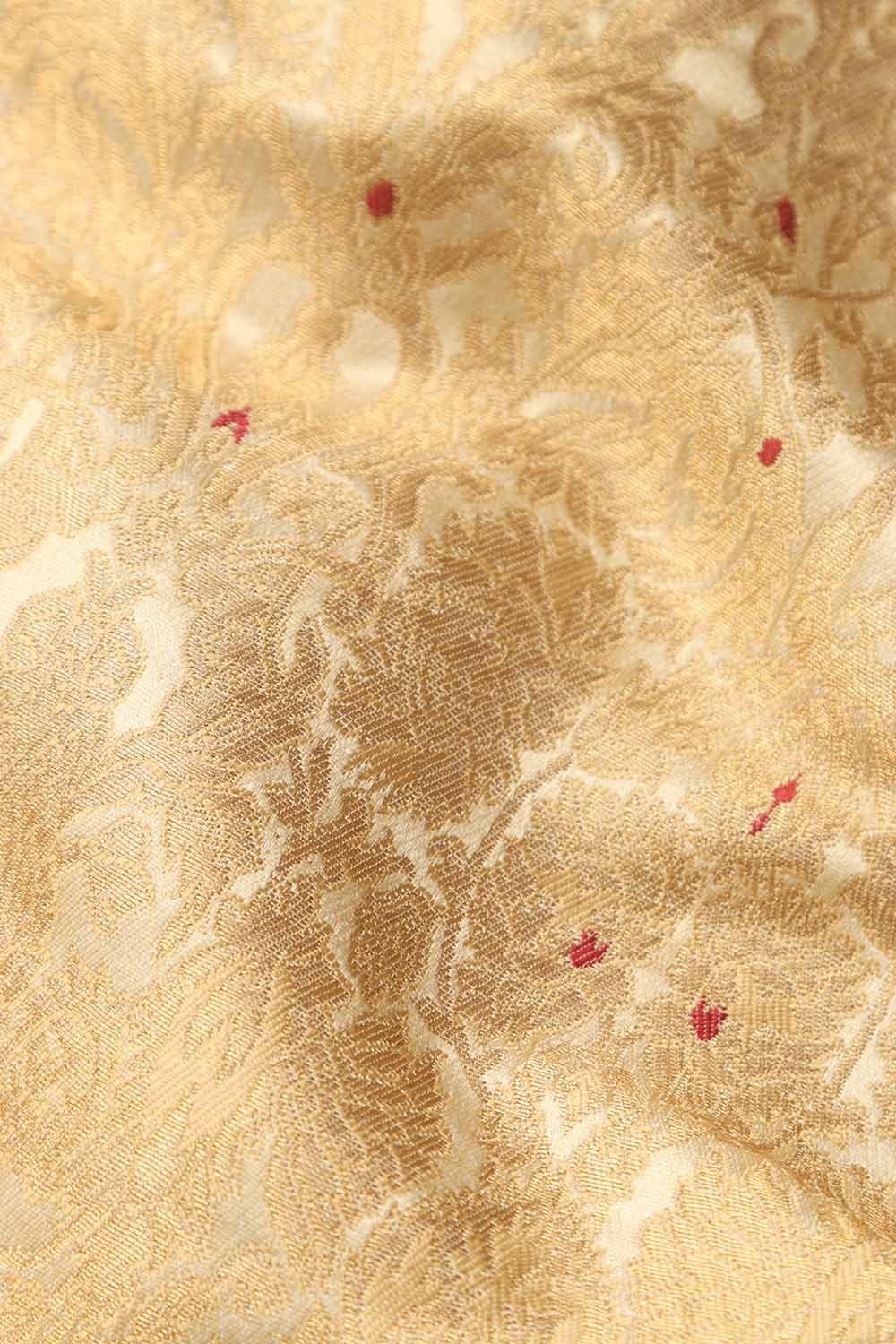 Exquisite Golden Banarasi Kimkhwab Silk Fabric ( 1 Mtr ) - Luxurion World