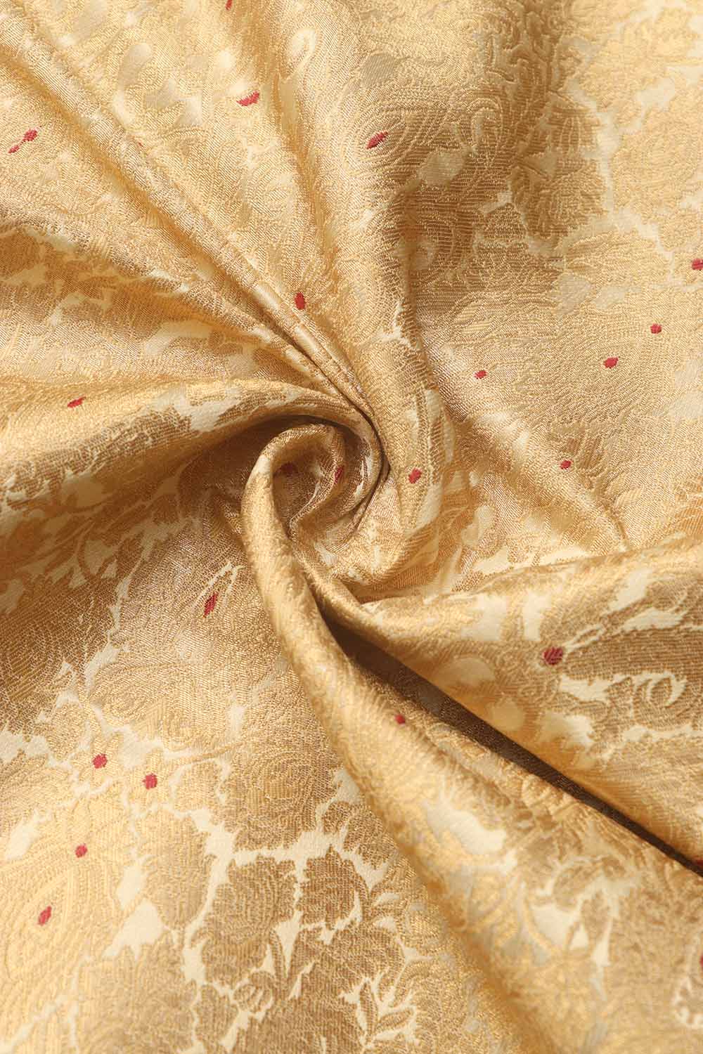 Exquisite Golden Banarasi Kimkhwab Silk Fabric ( 1 Mtr ) - Luxurion World