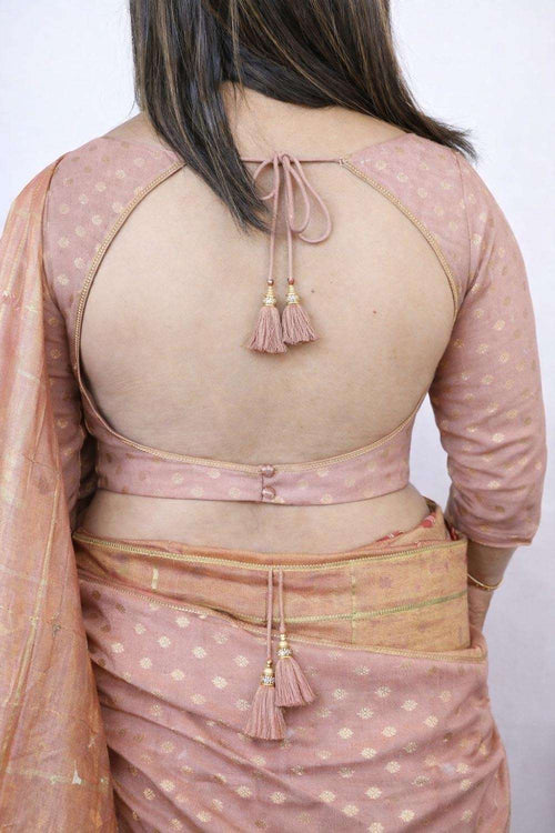Pastel Banarasi Silk Small Booti Design Blouse - Luxurion World