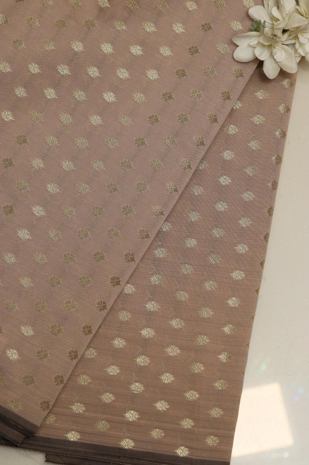 Pastel Banarasi Silk Small Booti Design Fabric ( 1 Mtr ) - Luxurion World