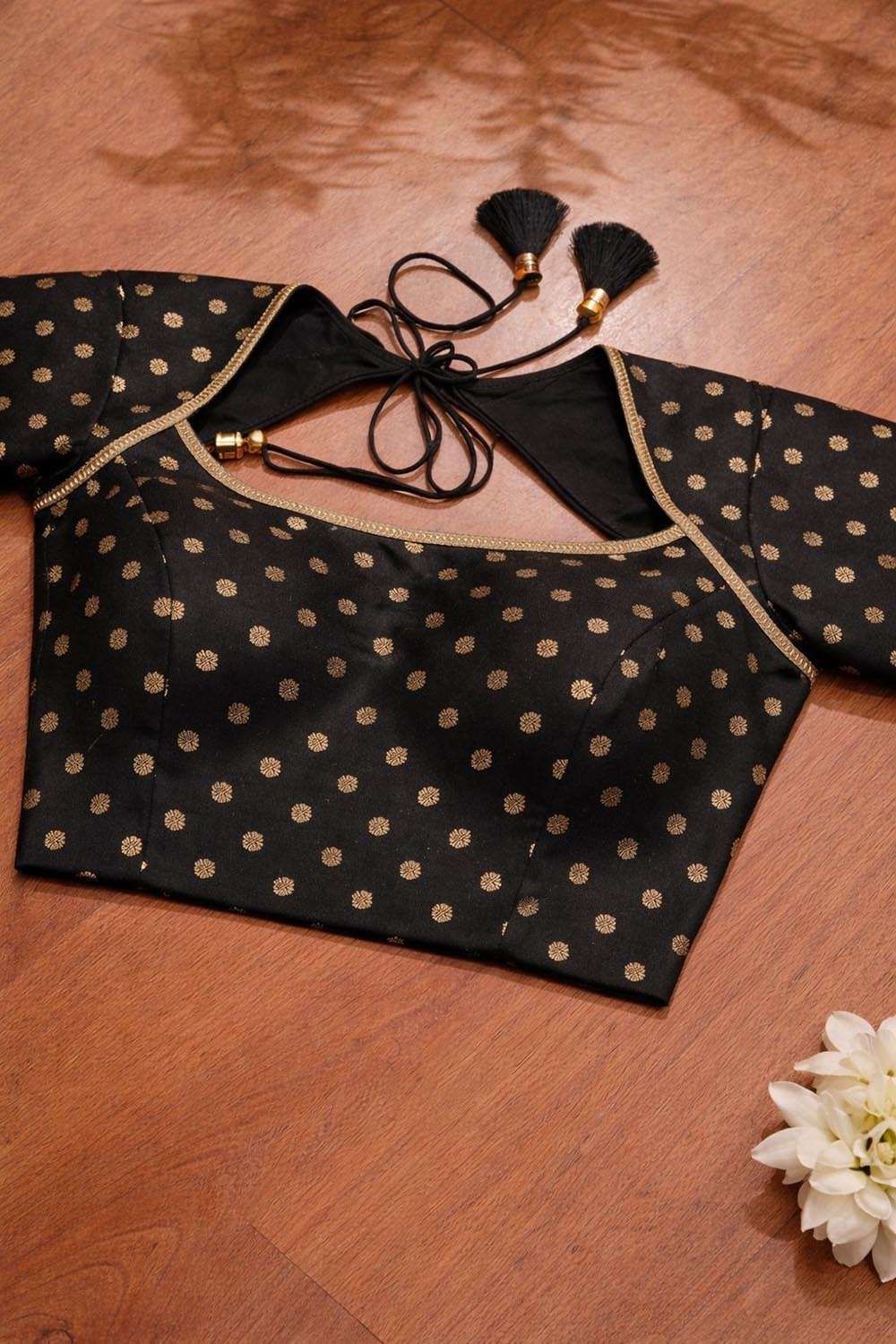 Elegant Black Banarasi Silk Small Booti Design Blouse - Luxurion World