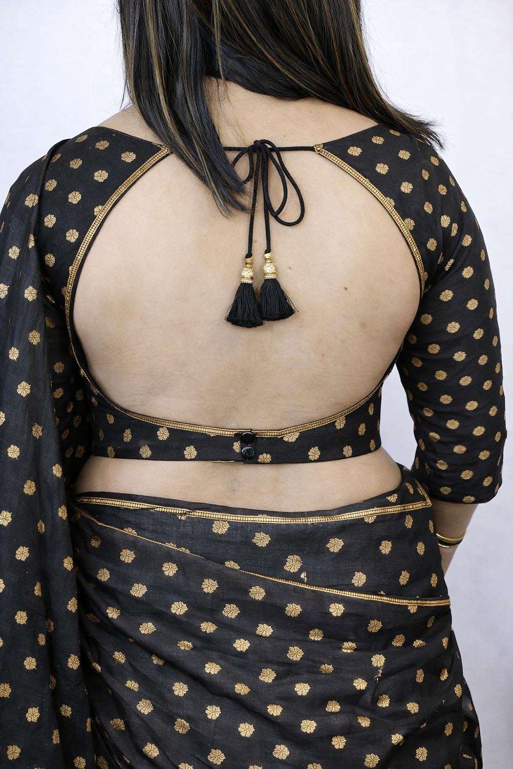 Elegant Black Banarasi Silk Small Booti Design Blouse - Luxurion World